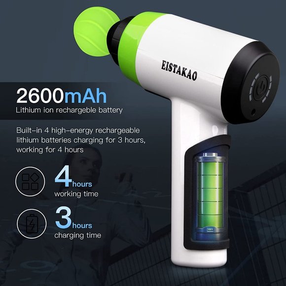 NWT EISTAKAO MASSAGE GUN DEEP TISSUE PERCUSSION MUSCLE MASSAGER 4 Massage Heads - Picture 6 of 10